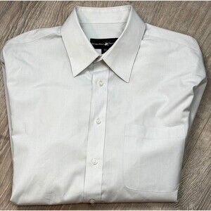 Beverly Hills Polo Club Dress Shirt L 16 1/2 32/33 Light Gray Long Sleeve Career